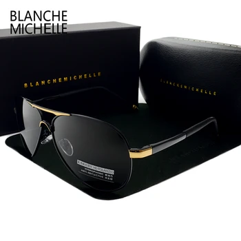Blanche Michelle 2022 Vintage Piloto Óculos de Homens, Óculos de Sol Polarizados de Condução de Alta Qualidade UV400 Óculos de sol okulary Com Caixa
