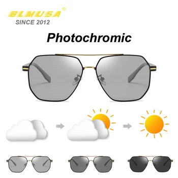 BLMUSA Novo Polarizada Fotossensíveis Óculos de sol dos Homens de Negócios Descoloração de Óculos de Sol Fresco Homens Dirigindo o Carro Óculos de sol Para Homens UV400