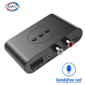 Bluetooth 5.0 Receptor de Áudio do Disco de U RCA 3,5 mm Jack AUX Estéreo Adaptador sem Fio Para alto-Falante de Áudio do Carro Transmissor de mãos livres Chamada