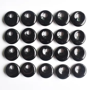 Boa qualidade natural preto ônix gogo donut encantos pingentes esferas de 18mm para fazer jóias por Atacado 20pcs/monte frete grátis