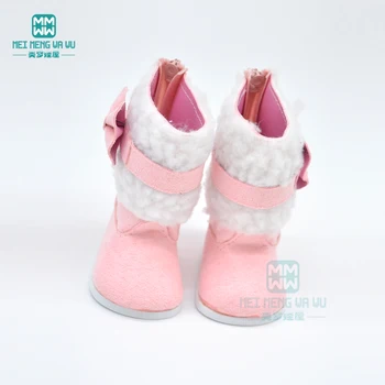 Boneca sapatos de cor-de-rosa botas de Neve de sapatos de bebê para bonecas ajuste 43cm nascido de novo boneco e boneca Americana Acessórios