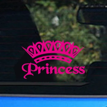 Bonito-De-Rosa Quente Coroa De Princesa Vinil Autocolante Janela Do Carro Decoração Elegante Senhora Meninas Carro Decalques Laptop Adesivos De Decoração