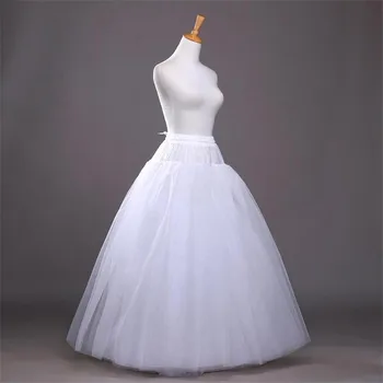Branco Uma linha de vestido de baile de tule hoopless Anágua Crinolina Saia de Cintura ajustável jupon Baixo do Vestido de Casamento saia de baixo