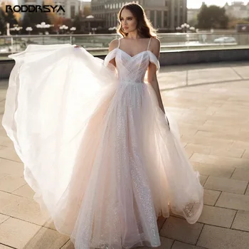 Brilhante Tule Querida Vestido De Noiva De Espaguete Fita Para Fora Do Ombro Noiva Vestido De Festa Para A Noiva, Sem Encosto Trem Da Varredura Princesa 2022