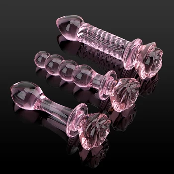 Brinquedos sexuais para as Mulheres, Produtos para Adultos Bunda Estimulação Anal Esferas cor-de-Rosa Flor de Rosa Forma do Plug Anal de Próstata Massageador Vibrador de Vidro