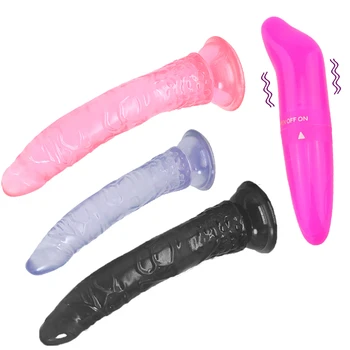 Brinquedos sexuais Pênis Realístico com Vibrador Bullet Vibrador no Clitóris Simulador de Plug Anal Masturbador Vagina os Brinquedos Sexuais para a Mulher Sexo