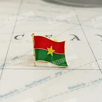 Burkina Faso Bandeira Nacional Alfinetes de Lapela Cristal Epóxi Metal Esmalte Emblema de Pintura Broche Lembrança do Terno personalidade Comemorativa