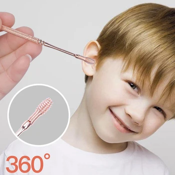 Cabeça dupla Mola Ouvido limpo 3 Pack de Aço Inoxidável da Limpeza de Ouvidos Ferramenta de Cera de Ouvido Ferramenta de Remoção para Crianças e Adultos