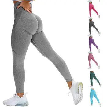 Calças de Yoga Para Mulheres de Bunda Levantamento de Calças de Treino de Amassar a Bunda Leggings Pêssego Elevador forTIKTok Leggings Para Calças Cintura Alta