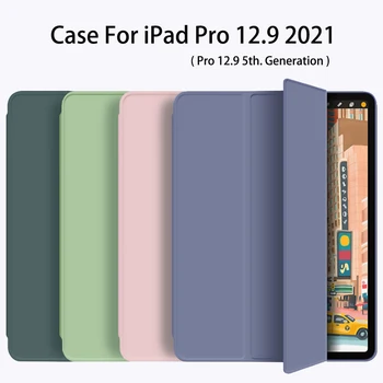 Capa Para iPad M1 Pro 12.9 Caso Para 2021 Pro 5º. Geração de 12,9 polegadas Tri-fold Ficar Smart Case Para A2378 A2379 M1 12.9 Caso