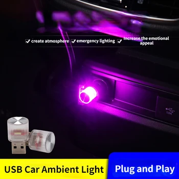 Carro Mini USB CONDUZIU a Luz Ambiente Ambiente Decorativo de iluminação Interior Ambiente de Auto PC Computador Portátil Luz Plug Play