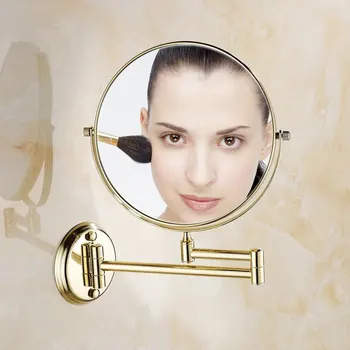 Casa De Banho De 8 Polegadas De Ouro Polido, Banho De Bronze De Um Espelho De Maquilhagem Espelho De Maquilhagem Slide Duplo Ampliação Banheira Espelhos De Parede