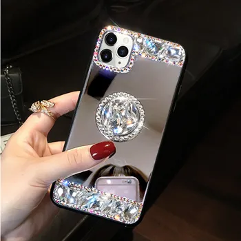 Caso De telefone Xiaomi Redmi Nota 10 11 Nota 9 Pro Max 9S 10S 9T K30i Mi Nota 10 CC9 Pro Espelho DIY Brilhante Diamante Glitter Tampa