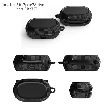 Caso Jabra Elite 7 Pro Luxo, Difícil de Armadura Elite75T Protetor de meninos de TPU Militar JBL funda com Carabin para o Jabra Elite 7Active