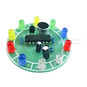 CD4017 colorido controlo de voz e de rotação de luz LED kit de fabricação eletrônica diy kit de peças de reposição estudante de Laboratório
