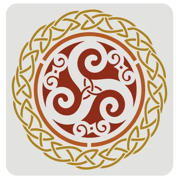 Celta Triskele Estêncil Reutilizáveis Viking Nó Celta Estêncil três Espirais Celtas Símbolo para Pintura em Parede de Lona Móveis