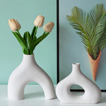 Cerâmica Vaso Donut Vaso de Flor Decoração de Casa Moderna Decoração de quartos vaso de Planta de Decoração, Enfeites para a Casa Moderna peça Central
