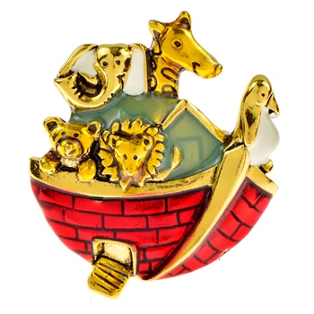 CINDY XIANG Arca de Noé Broche Animal Navio Pin Vintage Esmalte Jóia de 2 Cores Disponíveis Inverno Design da Etiqueta de Material de Liga de Presente