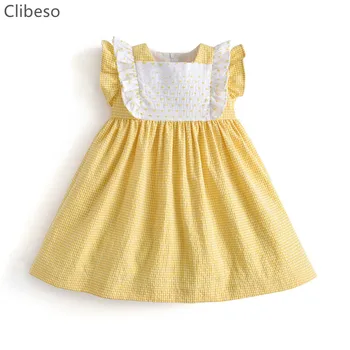 Clibeso Menina De Páscoa Vestido Amarelo Crianças Espanhol Boutique De Vestidos Infantil De Verão 2023 Sem Mangas Algodão Frocks