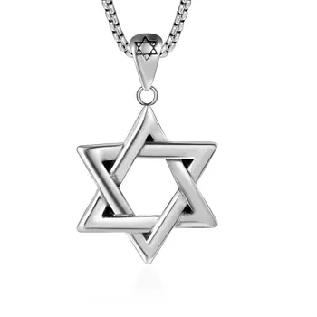 Clássico Hexagrama Israel Pingente Estrela de Davi Colar para os Homens do sexo Masculino Aço Inox Cor de Prata Jóia de Presente de Dropship