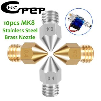 CNCFEP 10pcs MK8 de Bronze do Bocal da Impressora 3D de Peças M6 Rosca de Aço Inoxidável MK8 Bico Hotend Para 1,75 mm Filamento Para Ender 3 CR10