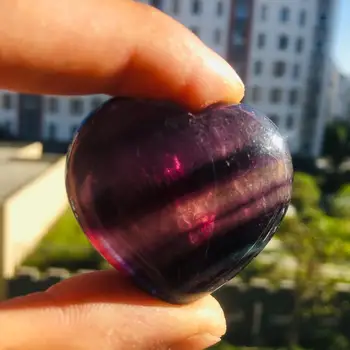 Colorido Natural da Fluorite Coração Cristal Natural Medita De Chakra Equilíbrio 1pcs