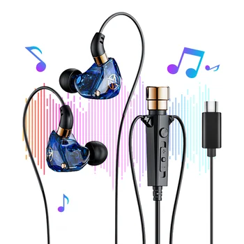 Com fio USB Fone de ouvido C tipo C no Ouvido earbud fone de ouvido com Controle de Caixa de Microfone de Cancelamento de Ruído para Huawei Xiaomi Samsung