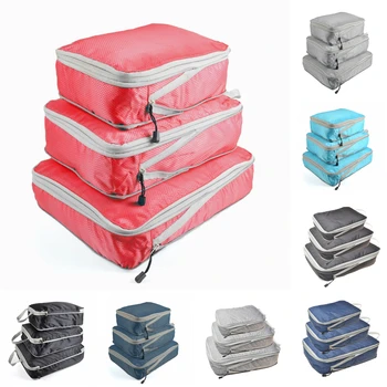 Compactável saco de armazenamento de conjunto de Três peças de Compressão de Embalagem Cubo de Bagagem de Viagem, Organizador dobrável de Viagem, Organizador de Bolsa