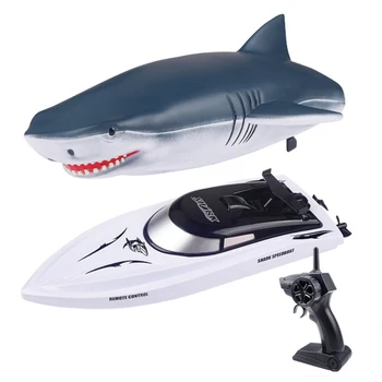 Controle remoto Tubarão Barco 2,4 G RC de Corridas de Lancha Elétrica Navio Jogos de Água e Brinquedos para Crianças de Presente