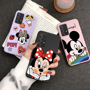 Cor-De-Rosa Mickey Mouse Funda Para Samsung Galaxy A72 Silicone Macio, Desenhos Animados Caso De Telefone Para Samsung GalaxyA72 72 Capa Tampa Do Pára-Choque