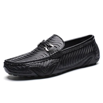 Couro genuíno Homens Casuais Sapatos de marcas de Luxo 2022 Homens Crocodilo Padrão de Sapatos Mocassins Respirável Deslizar sobre Preguiçoso Condução Sapatos