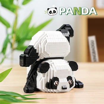 Cretive Panda Animal Blocos de Construção DIY 3D Micro Modelo Animal Safado Panda Tijolo Figura de Brinquedo Tabela de Decoração Para Crianças, Presente de Aniversário