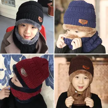 Crianças com chapéu de Outono inverno 2 anos 3 4 meninos meninas conjunto de cachecol de Lã 6 crianças de 5 de inverno 9 de pai-filho chapéu