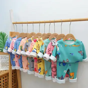 Crianças Meninos Pijamas Menina de Inverno de Algodão Conjuntos de Crianças Homewear Pijamas Para o Menino de Pijamas de Crianças de Dormir 1-6y Roupas de Criança