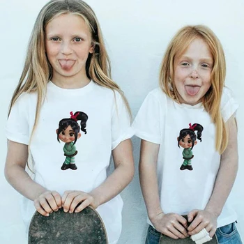 Crianças Roupas de Bebê Menina T-Shirt Disney Anime Vanellope von Schweetz Imprimir Quatro Estações Crianças Confortável Assentamento de Manga Curta T-shirts