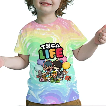 Crianças Toca a Vida de Impressão 3D do Mundo Tshirts Meninos Meninas rapazes raparigas Cartoon T-Shirts de Criança de Crianças Anime T-shirts Streetwear Tee Tops Camiseta