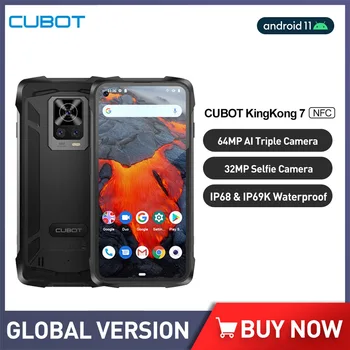Cubot King Kong 7 Impermeável Resistente Celular Android 11 6.36 Polegadas Smartphone 64MP Triplo Câmara Octa Core Telefone Móvel 5000mAh