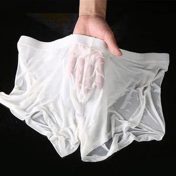 Cueca Boxer Briefs Molhado Respirável Transparente Troncos De Cuecas Confortáveis Pessoal Pano Sedutor Shorts