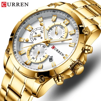 CURREN Superior Homens do Relógio Marca de Quartzo de Moda de Luxo Homens Relógios de Aço Impermeável Desporto Cronógrafo Relógio de Pulso Relógio Masculino
