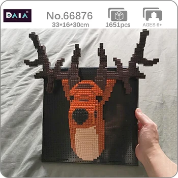 Daia 66876 Cervos Elk Renas Cabeça de Animal Mural, Pintura de Parede Modelo Mini Blocos de Diamante Tijolos de Construção de Brinquedo para as Crianças sem Caixa