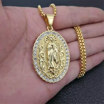 De Aço Inoxidável Da Virgem Maria, De Ouro, Colares, Pingentes Para As Mulheres 2019 Cor De Ouro Madonna Colar Religioso Cristão Jóias