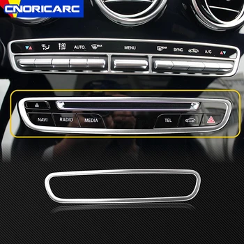 De Aço inoxidável de Carro do Centro da Consola de Ar Condicionado CD Botão do Painel Moldura Guarnição Para a Mercedes Benz Classe C W205 GLC X253 2015-2018