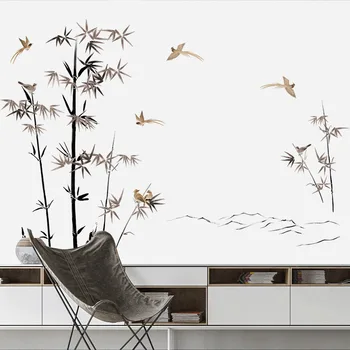 De bambu, PVC Adesivos de Parede Árvore Vintage Poster Sala de estar, Quarto, HomeOffice Deco Adolescente Decoração Estética papel de Parede Mural