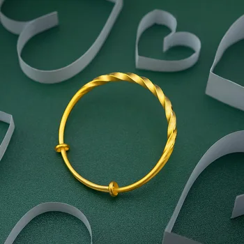 De Jóias finas Real de Ouro 18K Torcida do Bracelete Chain para as Mulheres de Luxo Sólido 999 Cadeia de Presente de Casamento para as Mulheres