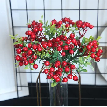 Decoração de natal bagas de Flores Artificiais de frutas vermelhas frutas de Natal de Casa, Decoração de Casamento flores artificiales