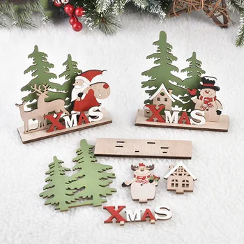 Decoração de natal de Madeira Montado Rena do Trenó de DIY Ornamentos Jigsaw Boneco de neve Elk Decorações de Natal para a Festa de Casa, Presentes