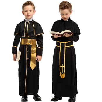 Dia das bruxas Medievais Missionário Manto de Cosplay para os Filhos do Pai Padre, Freira Missionária Traje Conjuntos de Crianças Vestido