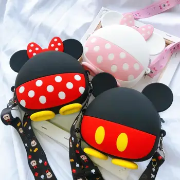 Disney Anime Rato de Minnie do Mickey Minnie rosa Saco Bonito Bolsa de Silicone Diagonal bag, Bolsa da Moeda do saco de Armazenamento de Brinquedo para Crianças de Presente