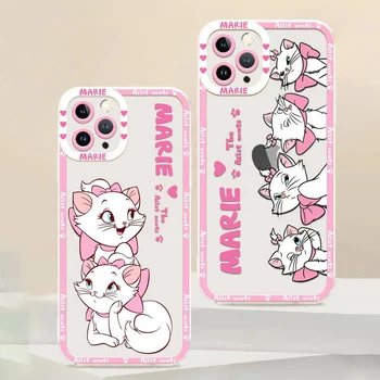 Disney Bonito Marie Cat Telefone de Caso Para o Iphone 11 12 13 Pro Max mini X Xr Xs 7 8 Plus SE de 2020 Olhos de Anjo Tampa Transparente