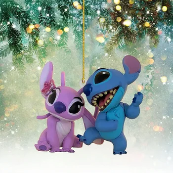 Disney Lilo & Stitch Decorações De Natal Enfeites De Brinquedos De Natal Decoração Da Árvore De Acrílico Pingente Anime Figurecreative Kawaii Presente